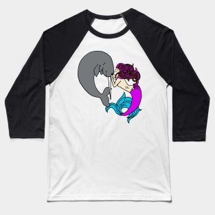 mermaid with narwhale Baseball T-Shirt